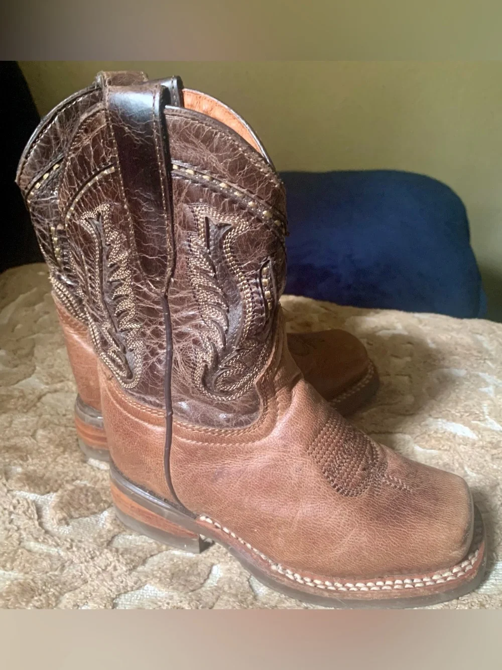 Kids Brown Leather Western Cowboy Boots
